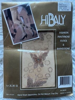 HiBaly fashion vintage pantyhose flock&rhinestone NEW